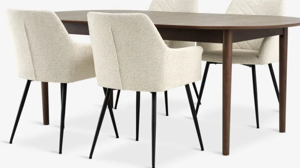 MARSTRAND + PURHUSMARSTRAND L200/280 table ch. f. + 4 PURHUS blanc cassé