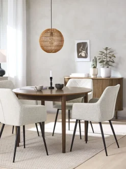 MARSTRAND + PURHUSMARSTRAND Ø110 table colo. chêne f. + 4 PURHUS blanc cassé