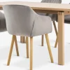 MEJLSKOV + ADSLEVMEJLSKOV L180 table chêne + 4 ADSLEV chaises velours gris