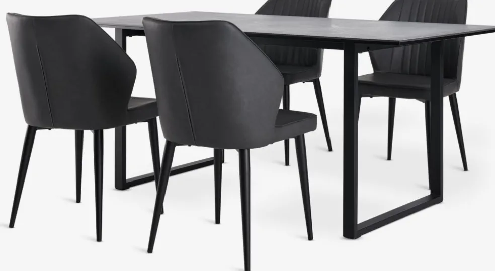 MOSELUND + LUNDERSKOVMOSELUND L180 table céramique + 4 LUNDERSKOV chaises noir