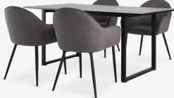 MOSELUND + SABROMOSELUND L180 table céramique + 4 SABRO chaises gris/noir