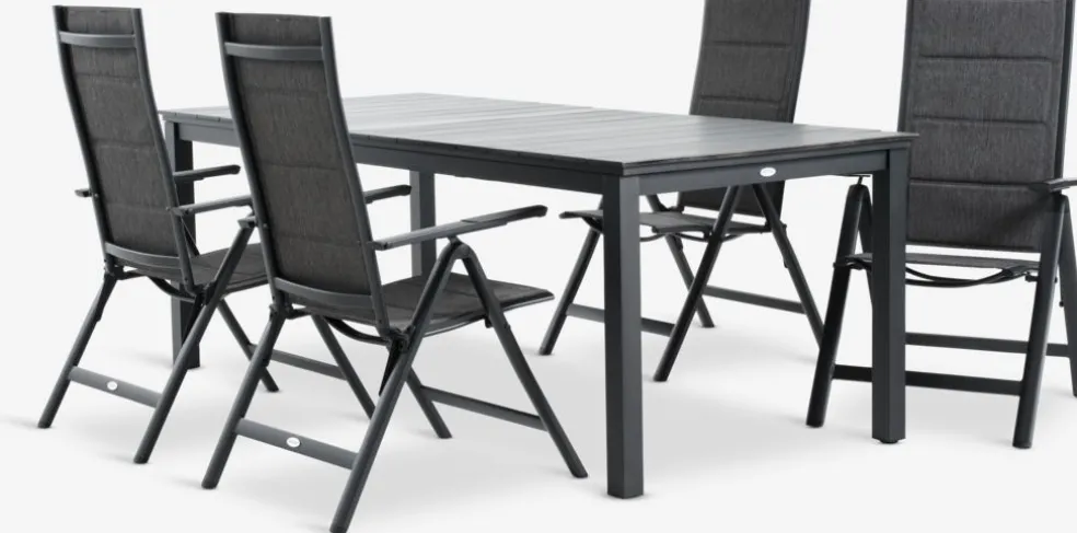 MOSS + MYSENMOSS L214/315 table + 4 MYSEN chaises gris