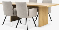 MUNKEBY + GJESINGMUNKEBY L220 table colo. chêne + 4 GJESING chaises beige/n.