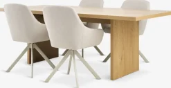 MUNKEBY + ROSTRUPMUNKEBY L220 table colo. chêne + 4 ROSTRUP chaises beige