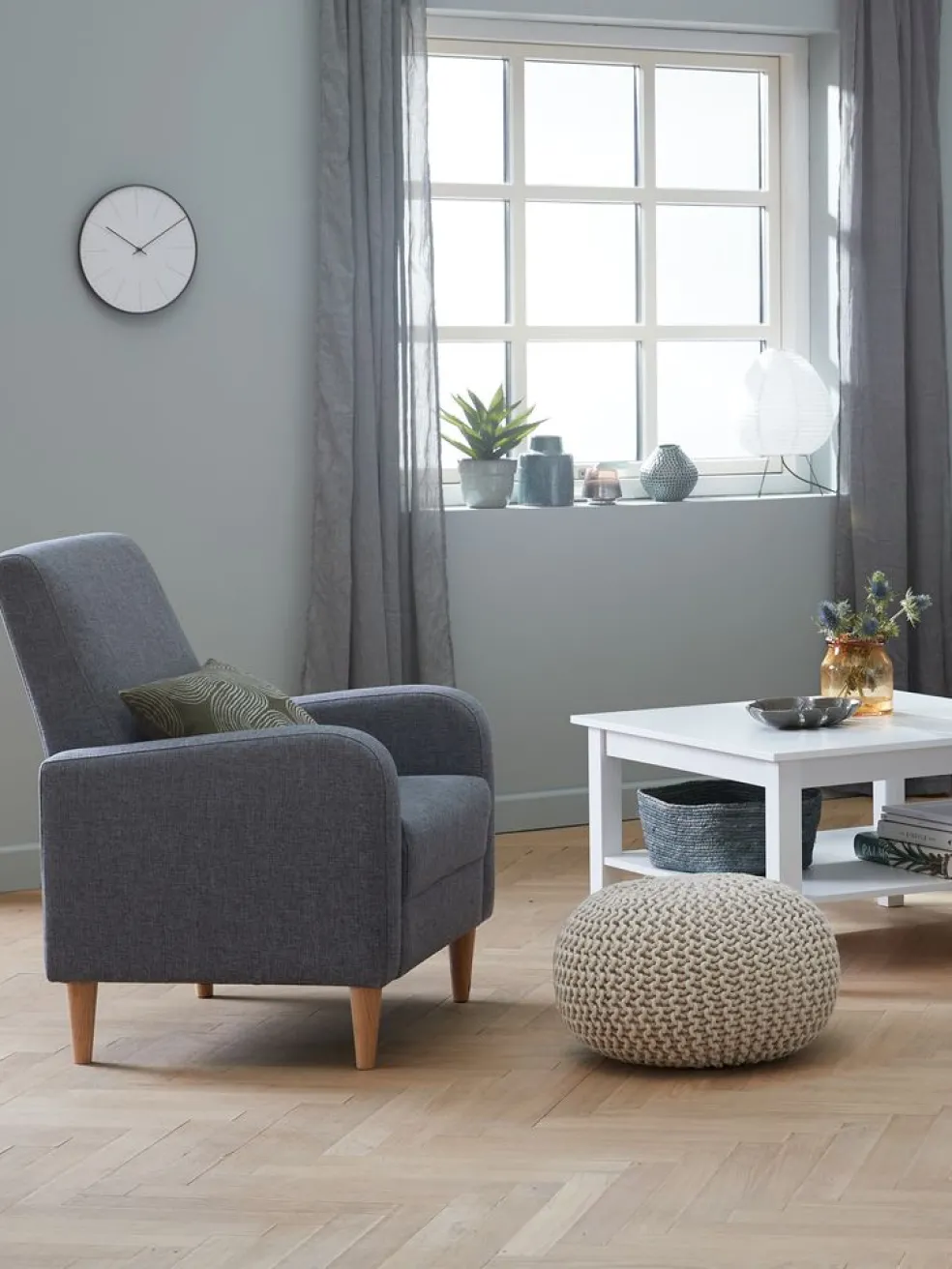 NEBLEPouf NEBLE Ø50 tissu tricoté beige