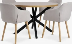 NORTOFT + ADSLEVNORTOFT Ø120 table coloris chêne + 4 ADSLEV chaises beige