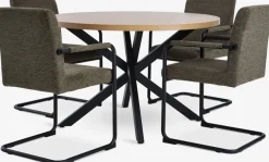 NORTOFT + ESPENORTOFT Ø120 table coloris chêne + 4 ESPE chaises olive/noir