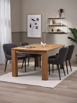 OLDE + PEBRINGEOLDE L160 table coloris chêne + 4 PEBRINGE chaises gris/noir