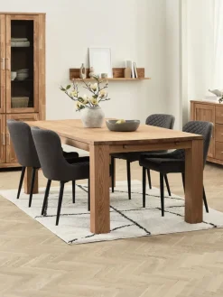OLDE + PEBRINGEOLDE L200 table coloris chêne + 4 PEBRINGE chaises gris/noir