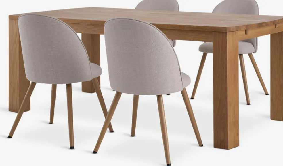 OLDE + THORUPOLDE L200 table chêne naturel + 4 THORUP chaises beige