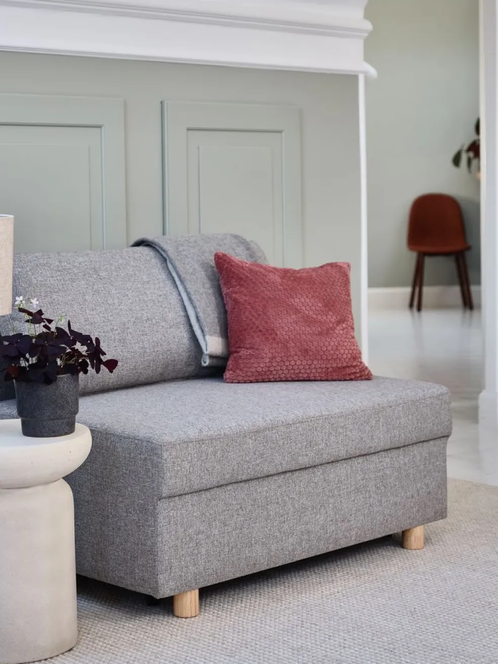 OLSTRUPCanapé convertible OLSTRUP 1,5 places tissu gris