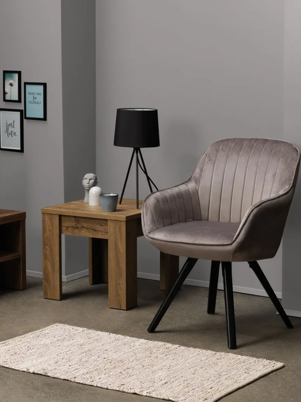 ONSEVIGFauteuil ONSEVIG velours gris/noir