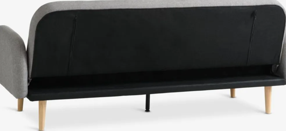 PARADISCanapé convertible PARADIS tissu gris clair/coloris chêne