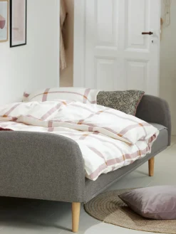 PARADISCanapé convertible PARADIS tissu gris clair/coloris chêne