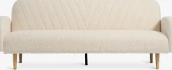 PARADISCanapé convertible PARADIS tissu teddy blanc cassé/colo. ch.