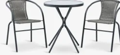 RADSTRUP + GRENAARADSTRUP Ø60 table noir + 2 GRENAA chaises gris
