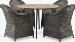 RANGSTRUP + GAMMELBYRANGSTRUP Ø110 table naturel + GAMMELBY chaises gris