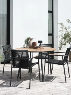 RANGSTRUP + NABERANGSTRUP Ø110 table naturel/noir + 4 NABE chaises empil. n.