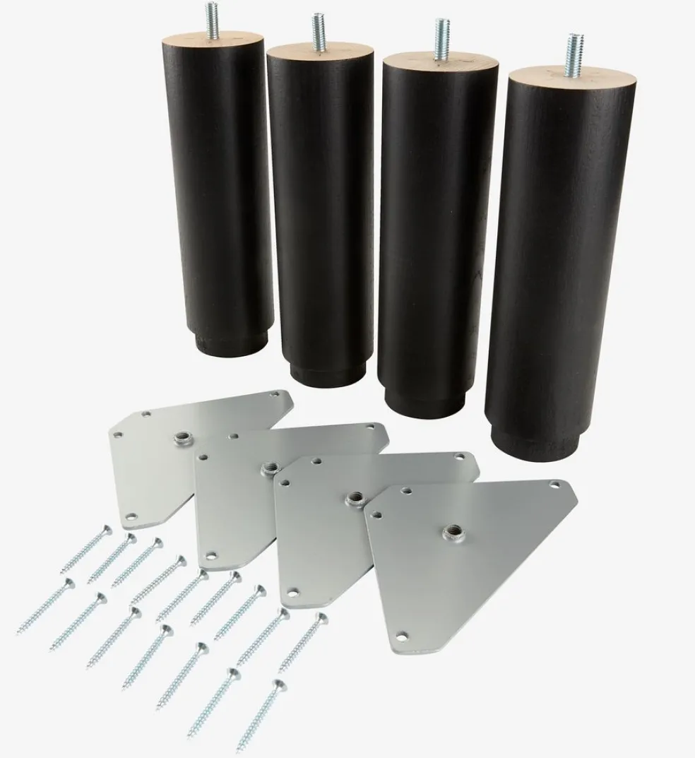 RAUDSUNDAPieds de lit Ø6xH20cm RAUDSUNDA hêtre noir 4pcs/pqt