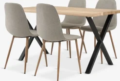 ROSLEV + BISTRUPROSLEV L140 table chêne naturel + 4 BISTRUP chaises sable