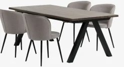 SANDBY + RISSKOVSANDBY L210 table chêne foncé + 4 RISSKOV chaises gris clair