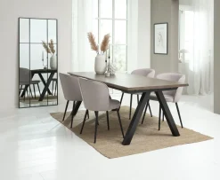 SANDBY + RISSKOVSANDBY L210 table chêne foncé + 4 RISSKOV chaises gris clair