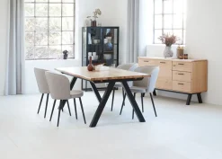 SANDBY + RISSKOVSANDBY L210 table chêne naturel + 4 RISSKOV chaises gris c.
