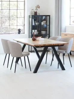 SANDBY + RISSKOVSANDBY L210 table chêne naturel + 4 RISSKOV chaises gris c.