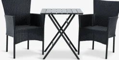 SANDVIKA + AIDTSANDVIKA L65 table + 2 AIDT chaises noir