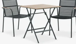 SANDVIKA + NABESANDVIKA L65 table naturel + 2 NABE chaises noir