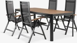 SIRDAL + SIRDALSIRDAL L211 table eucalyptus + 4 SIRDAL chaises gris