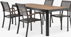 SIRDAL + SIRDALSIRDAL L211 table eucalyptus + 4 SIRDAL chaises gris