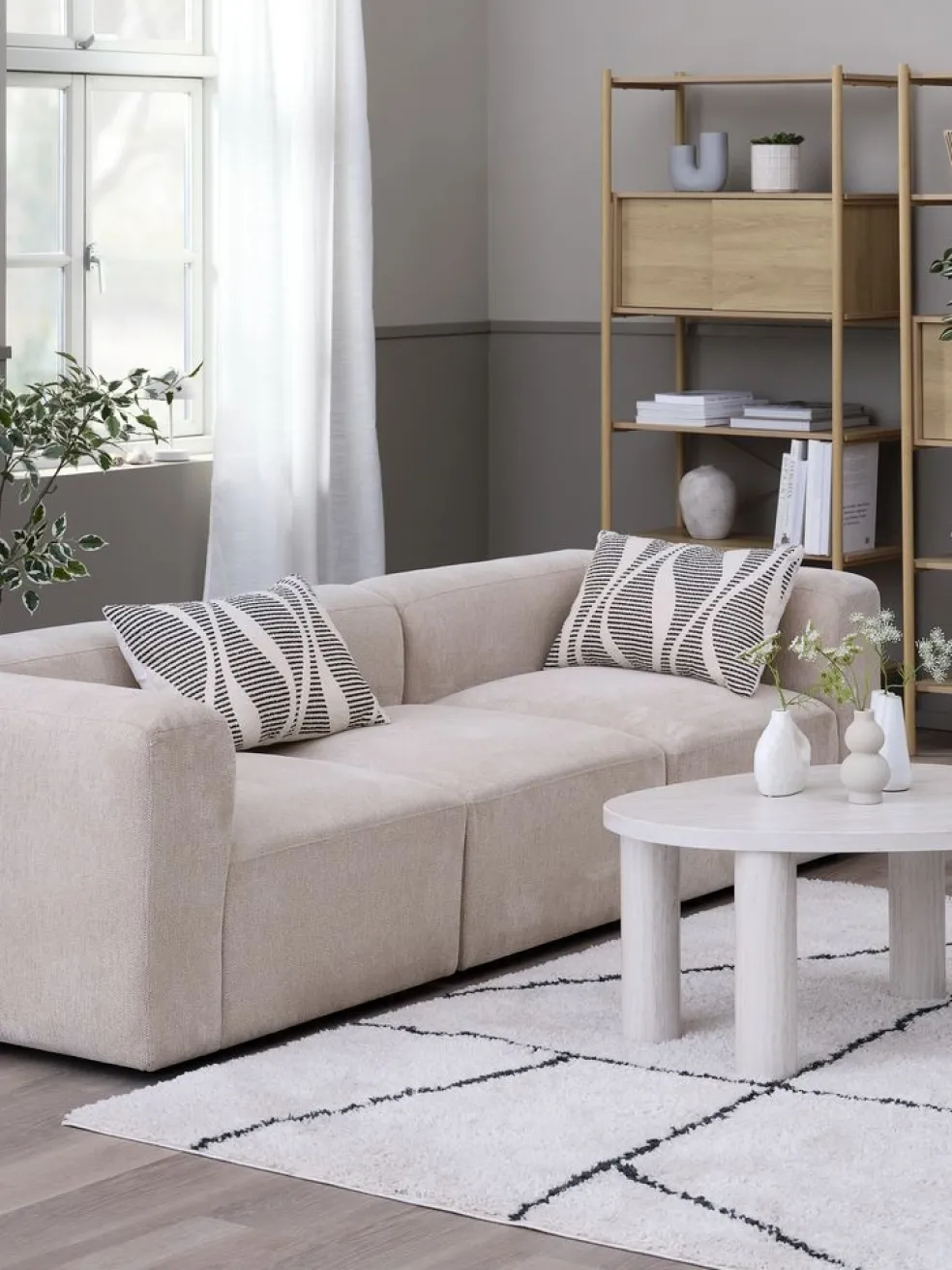 SKEJBYCanapé modulable SKEJBY 3 personnes tissu beige