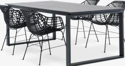 SONNERUP + ILDERHUSESONNERUP L215 table gis + 4 ILDERHUSE chaises noir