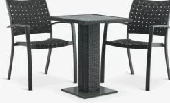 THY + GLOMFJORDTHY L60 table + 2 GLOMFJORD chaises noir