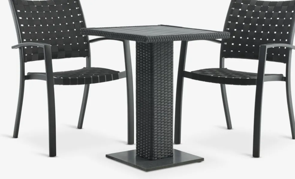 THY + GLOMFJORDTHY L60 table + 2 GLOMFJORD chaises noir