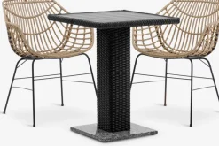 THY + ILDERHUSETHY L60 table noir + 2 ILDERHUSE chaises naturel
