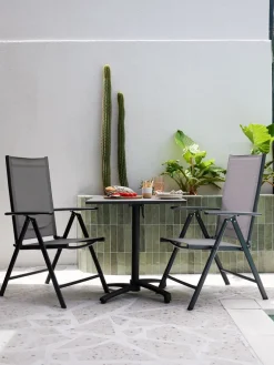 TIPMOSE + MELLBYTIPMOSE L70 table gris + 2 MELLBY chaises noir