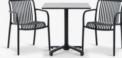 TIPMOSE + NABBENTIPMOSE L70 table gris + 2 NABBEN chaises noir