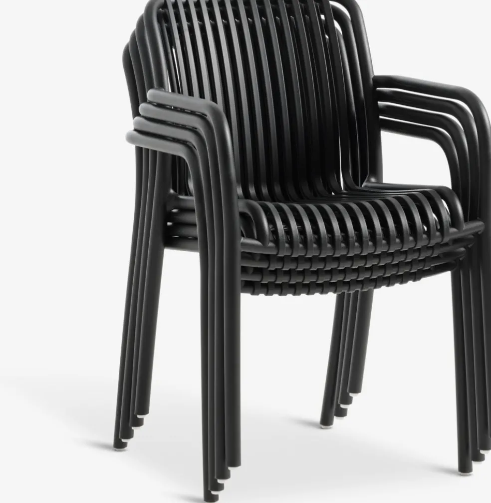 TIPMOSE + NABBENTIPMOSE L70 table gris + 2 NABBEN chaises noir