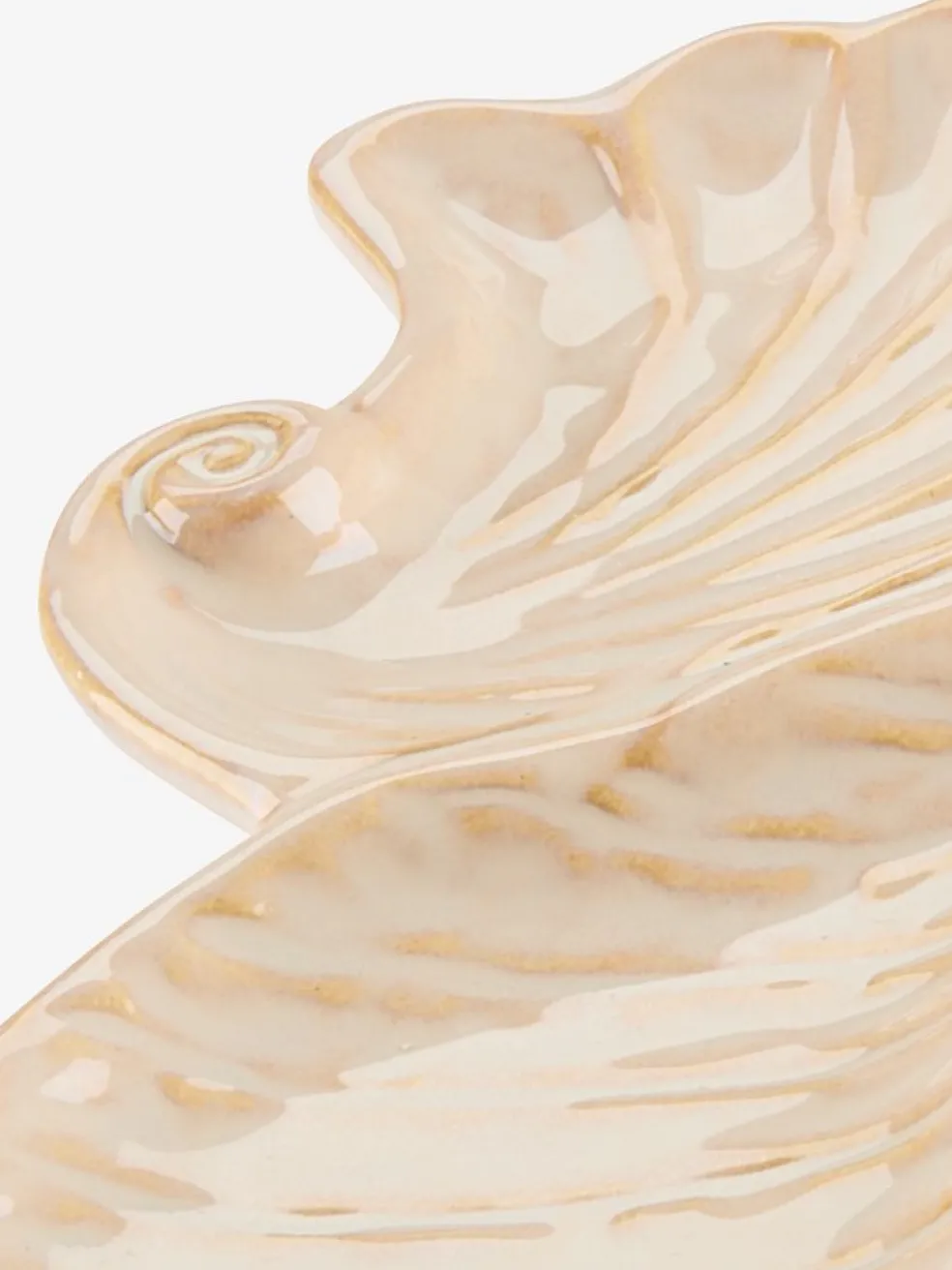 TORTUNAPlateau TORTUNA 10x25cm forme coquillage beige