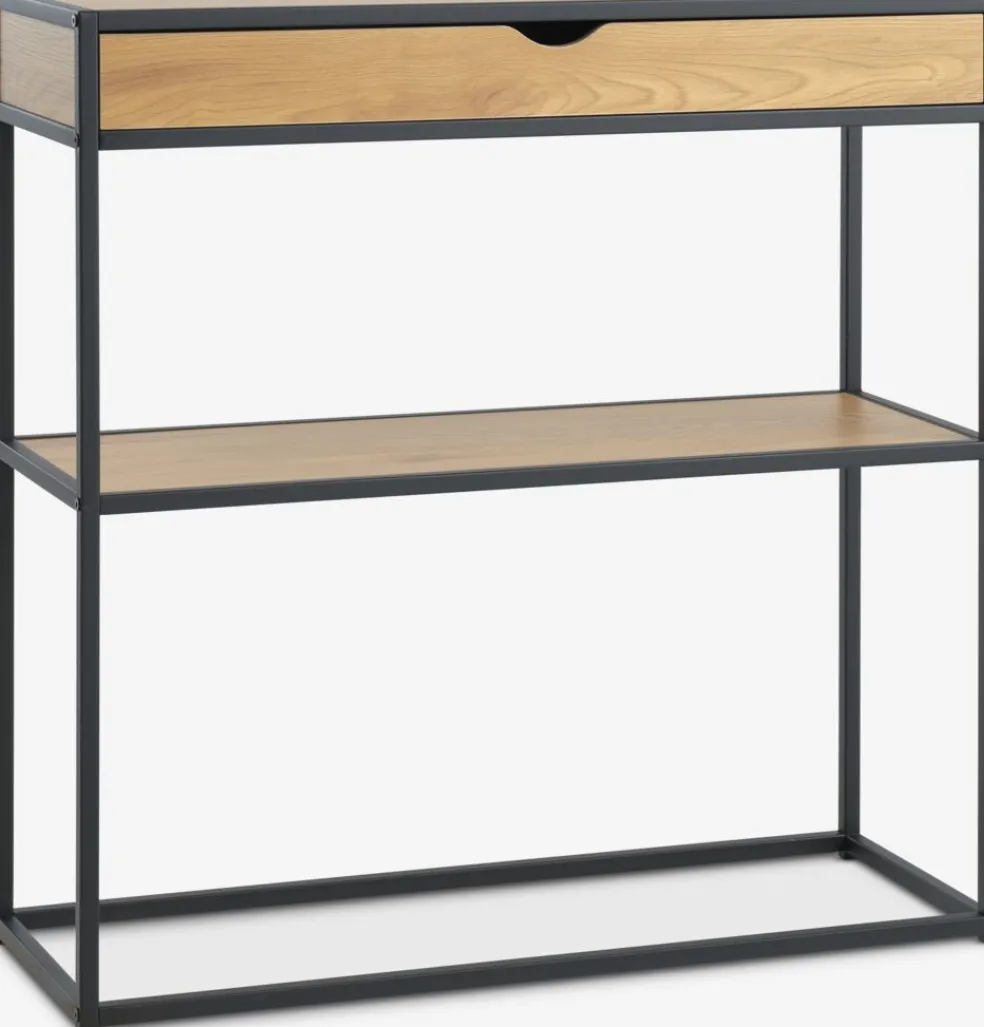 TRAPPEDALConsole TRAPPEDAL 30x80 1 tiroir coloris chêne chaud/noir