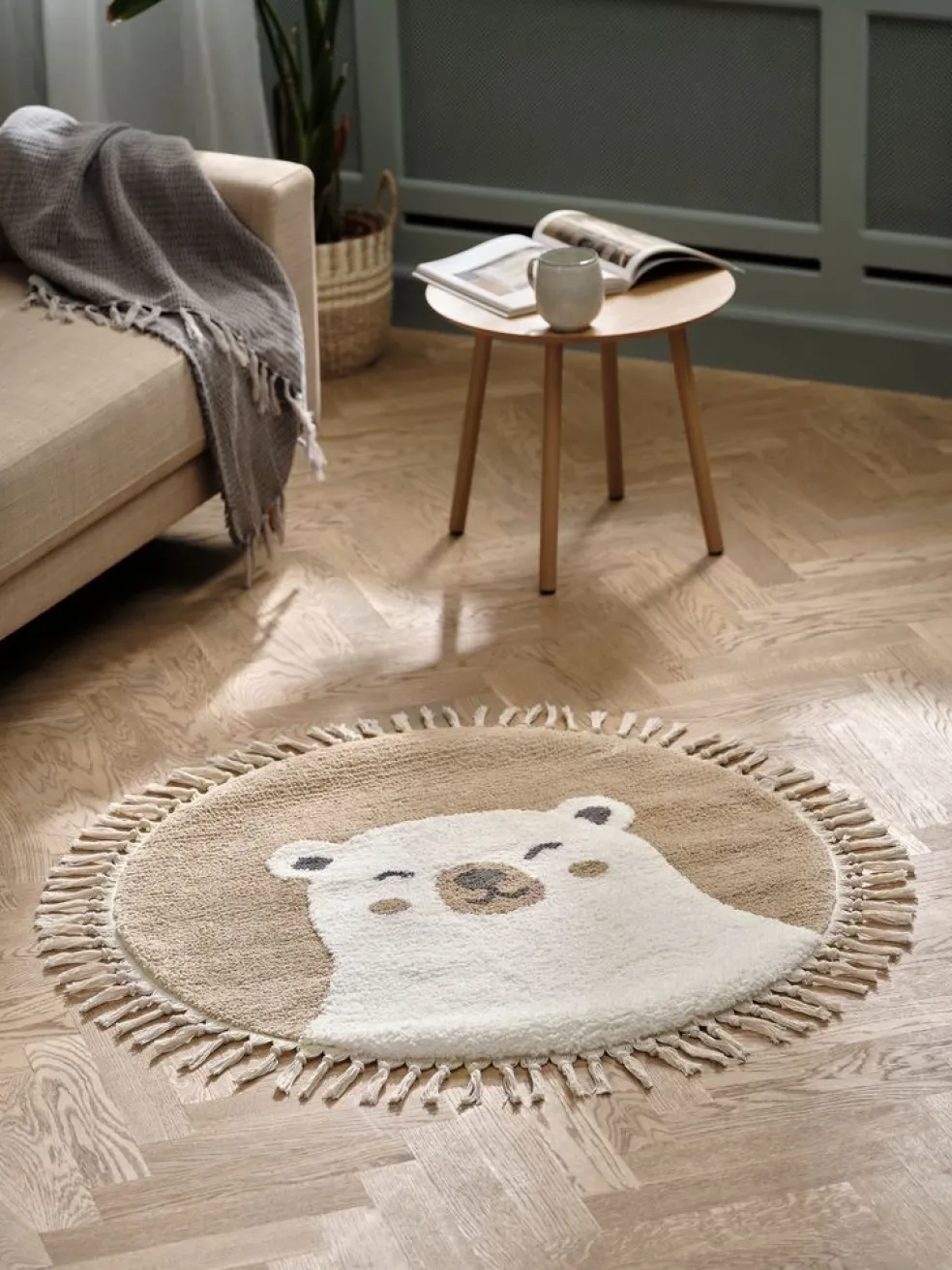 TURTTapis TURT Ø90 beige/blanc