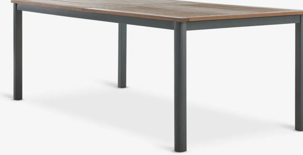 ULBJERG + SIRDALULBJERG L214/297 table eucalyptus + 4 SIRDAL chaises gris