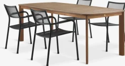 UVDAL + HEMSEDALUVDAL L223 table eucalyptus + 4 HEMSEDAL chaises noir