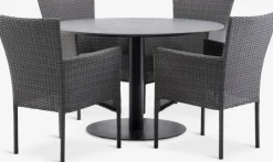 VAMDRUP + AIDTVAMDRUP Ø120 table + 4 AIDT chaises gris