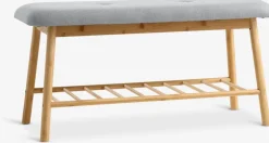 VANDSTEDBanc VANDSTED a/étagère tissu gris/bambou