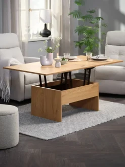 VARDETable basse VARDE L80/160 a/plateau dépliant coloris chêne