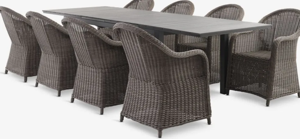 VATTRUP + GAMMELBYVATTRUP L172/276 table noir + 4 GAMMELBY chaises gris
