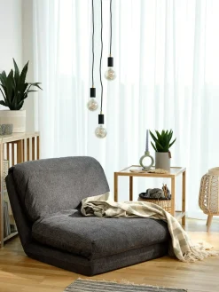 VEGGERFauteuil convertible VEGGER tissu gris